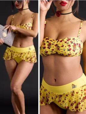 Disney Beauty And The Beast Bikini 2 Piece Set NWT Swim Skirt Ruffle Hot Topic